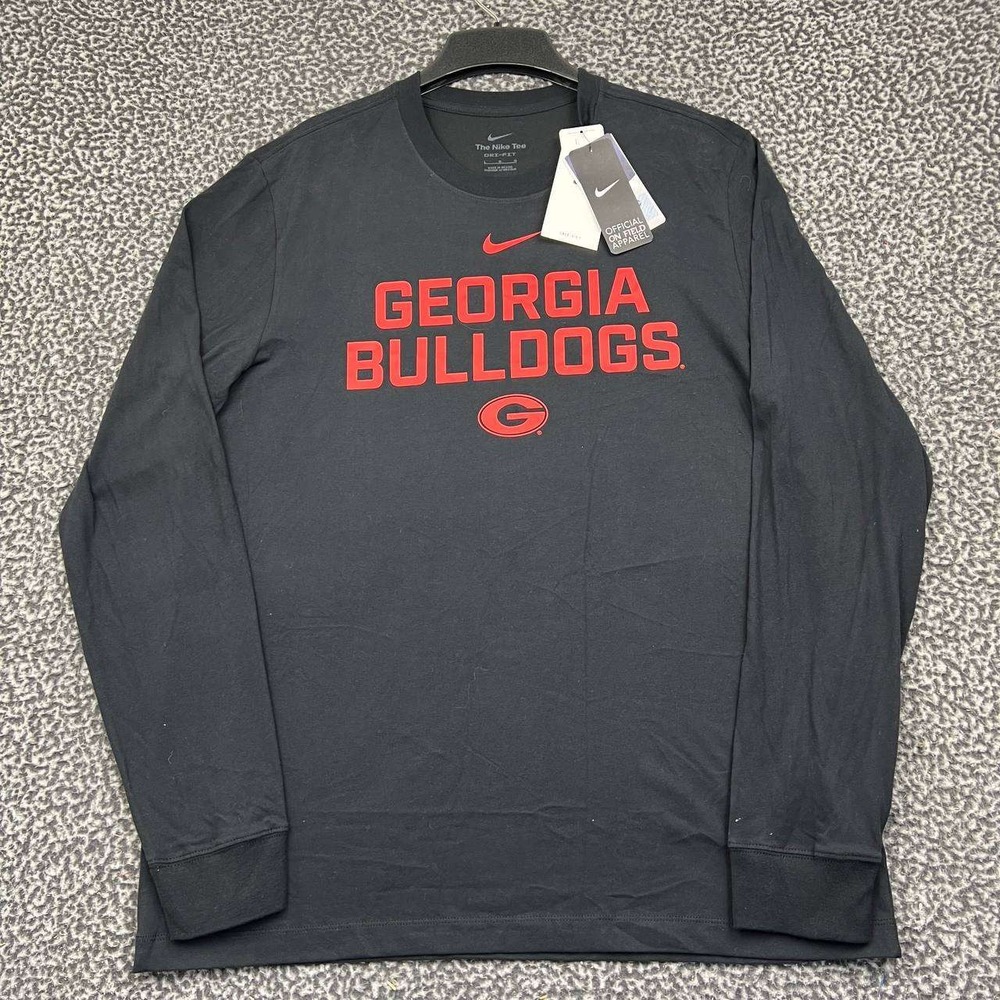 Nike Georgia Bulldogs Dri-FIT Shirt Men Large Black Long Sleeve Long Sleeve New